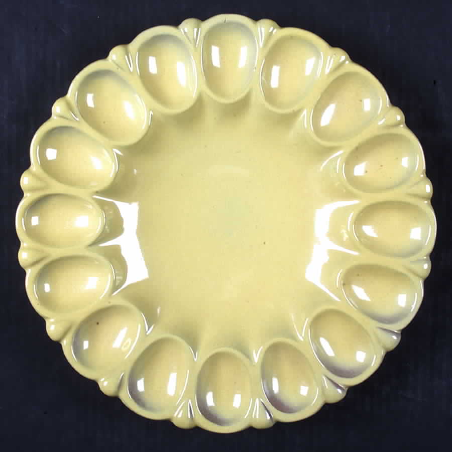 Plainsman Autumn Yellow Deviled Egg Plate by Frankoma-1