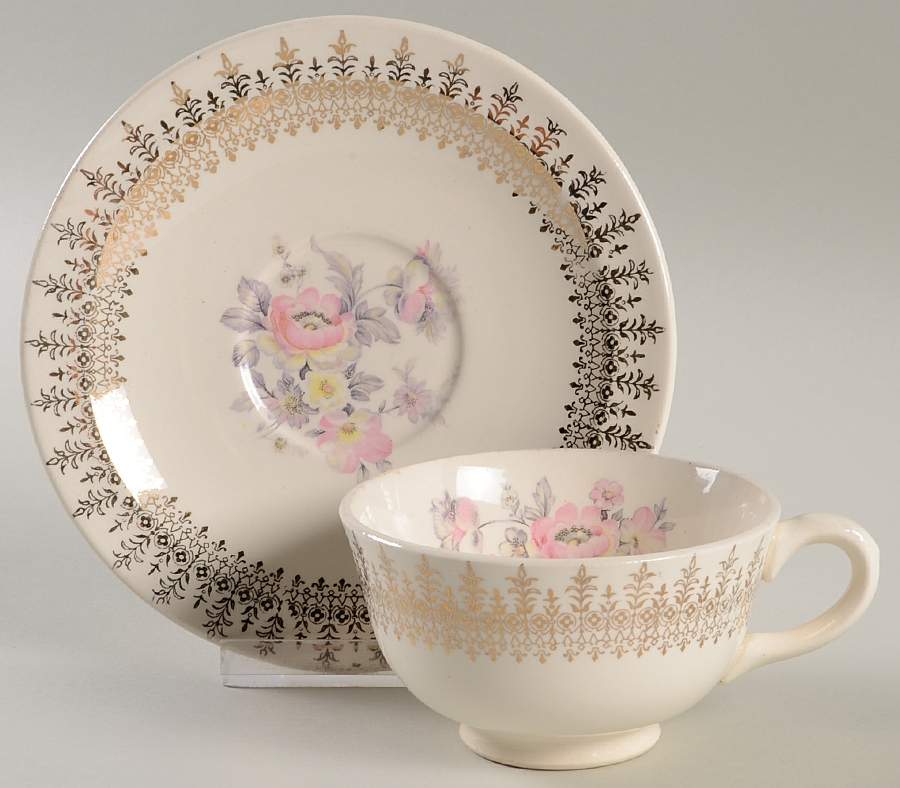 FSX23 Footed Cup & Saucer Set by French Saxon-1
