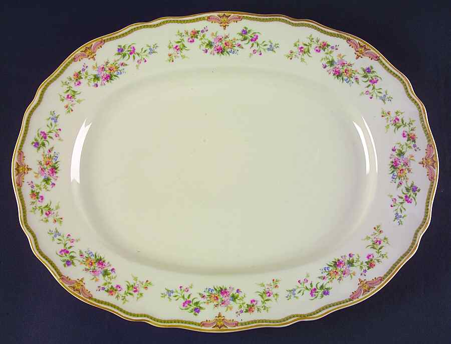 Aida (Mustard Trim) 15" Oval Serving Platter by Franconia-Krautheim & Adelburg-1