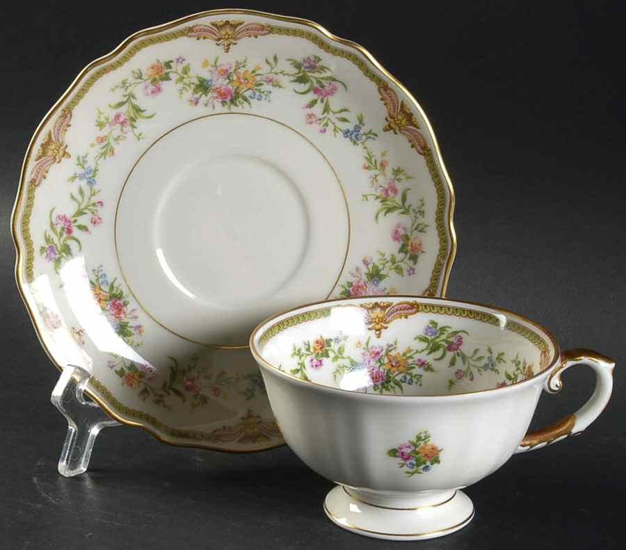 Aida (Mustard Trim) Footed Cup & Saucer Set by Franconia-Krautheim & Adelburg-1