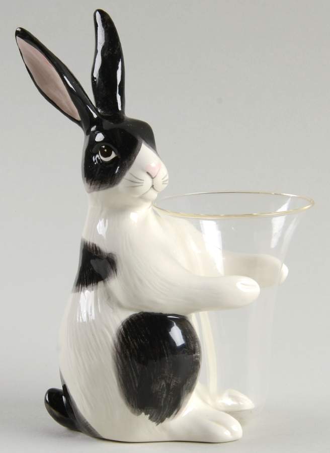 Kensington Rabbit Rabbit Figurine & Glass Vase by Fitz & Floyd-1