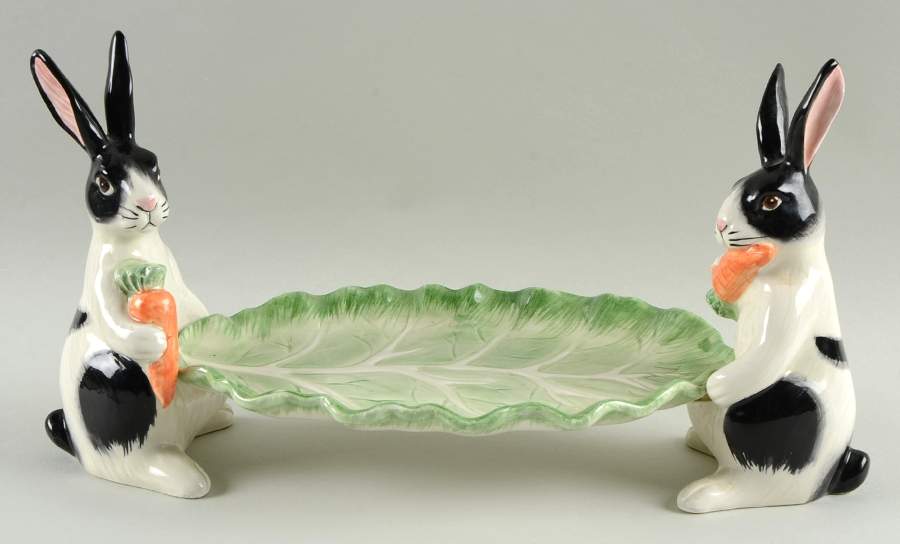Kensington Rabbit Cracker Server-Boat by Fitz & Floyd-1