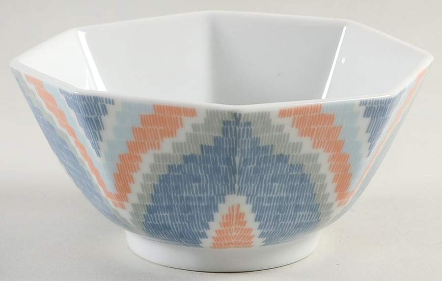 Flame Stitch Blue 5" Octagonal Vegetable Bowl by Fitz & Floyd-1