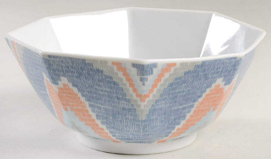 Flame Stitch Blue 6" Octagonal Vegetable Bowl by Fitz & Floyd-1