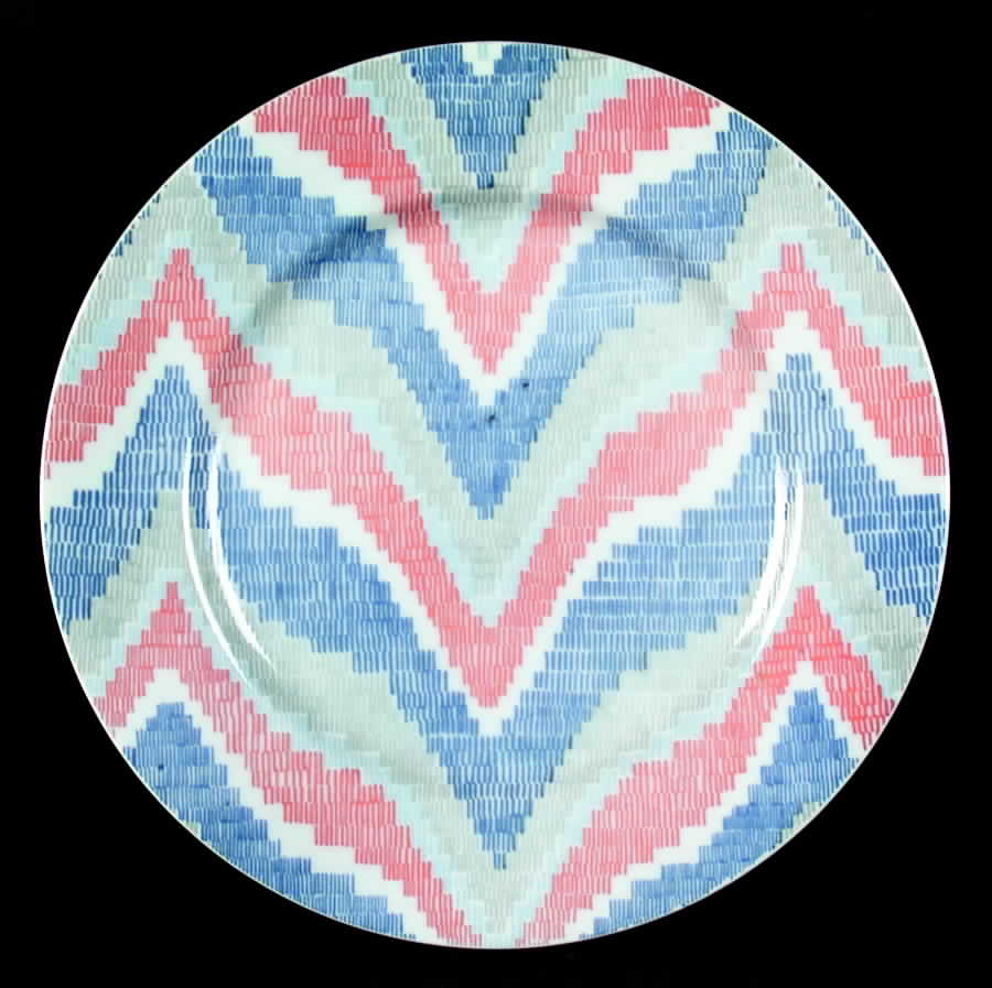 Flame Stitch Blue Salad Plate by Fitz & Floyd-1