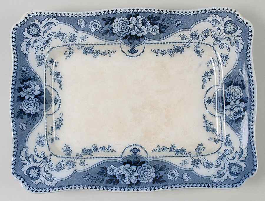 Argyle Flow Blue (No Trim) 13" Oval Serving Platter by Ford & Sons-1