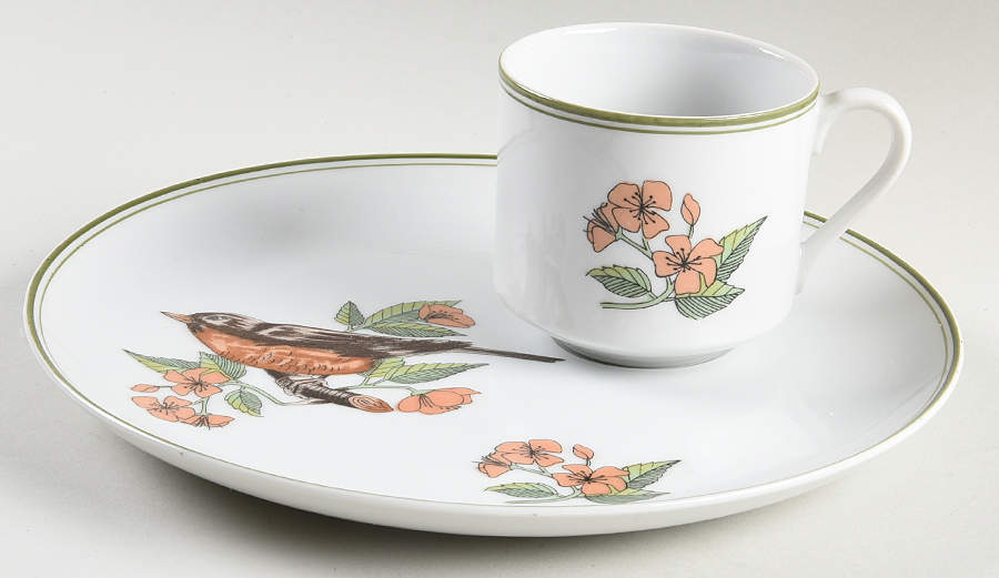 Collector's Bird Snack Plate & Cup Set by Fitz & Floyd-1
