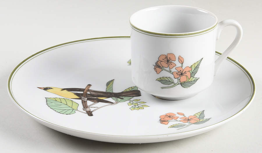 Collector's Bird Snack Plate & Cup Set by Fitz & Floyd-1