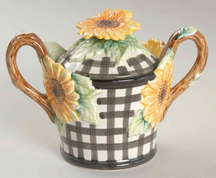 Country Sunflower Sugar Bowl & Lid by Fitz & Floyd-1