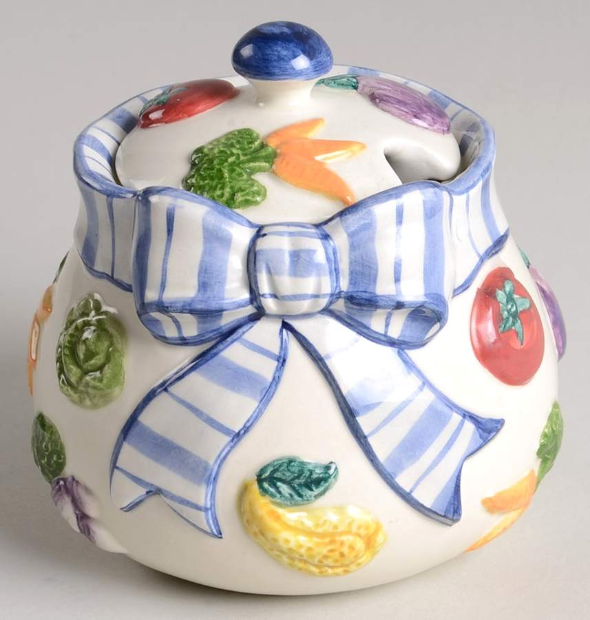 Petits Vegs Sculpted Sugar Bowl & Lid by Fitz & Floyd-1