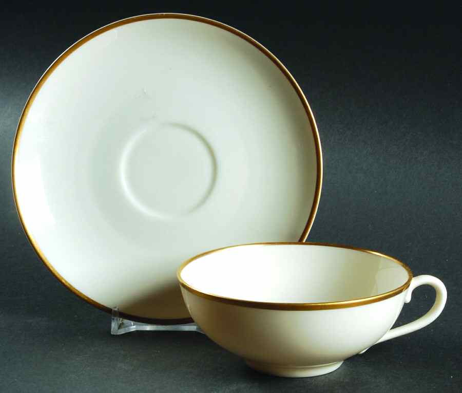 Gold Band (101 Encanto Coupe) Flat Cup & Saucer Set by Franciscan-1