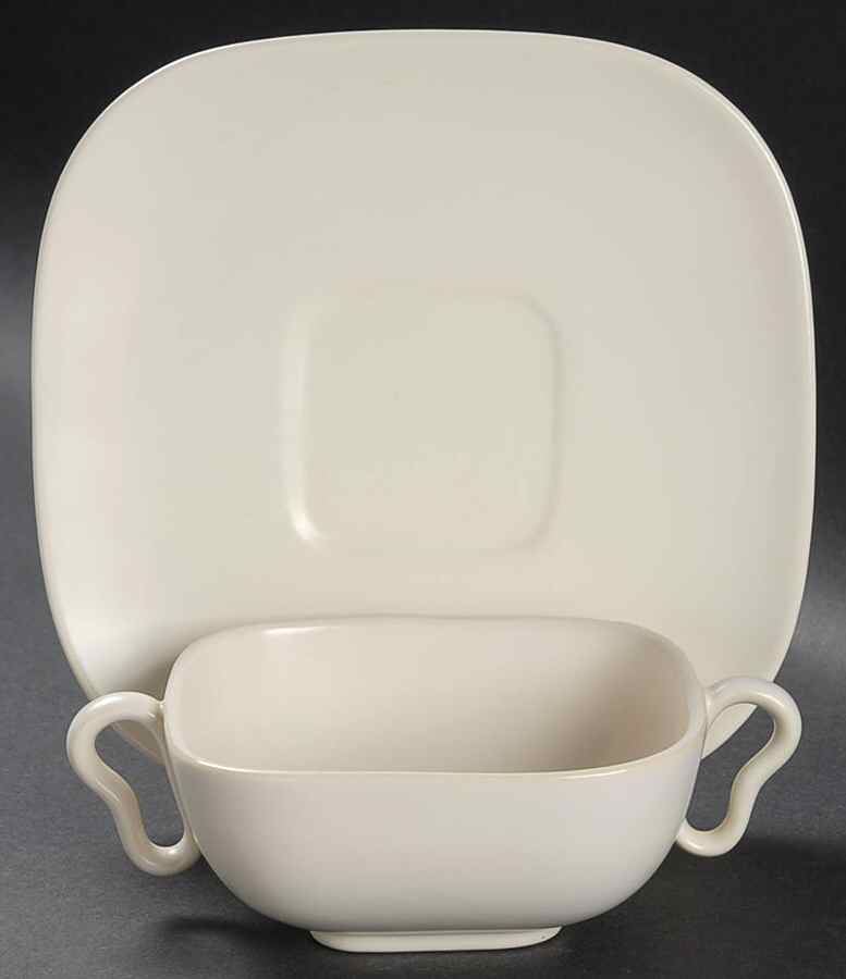 Metropolitan Ivory Flat Cream Soup Bowl & Saucer Set by Franciscan-1
