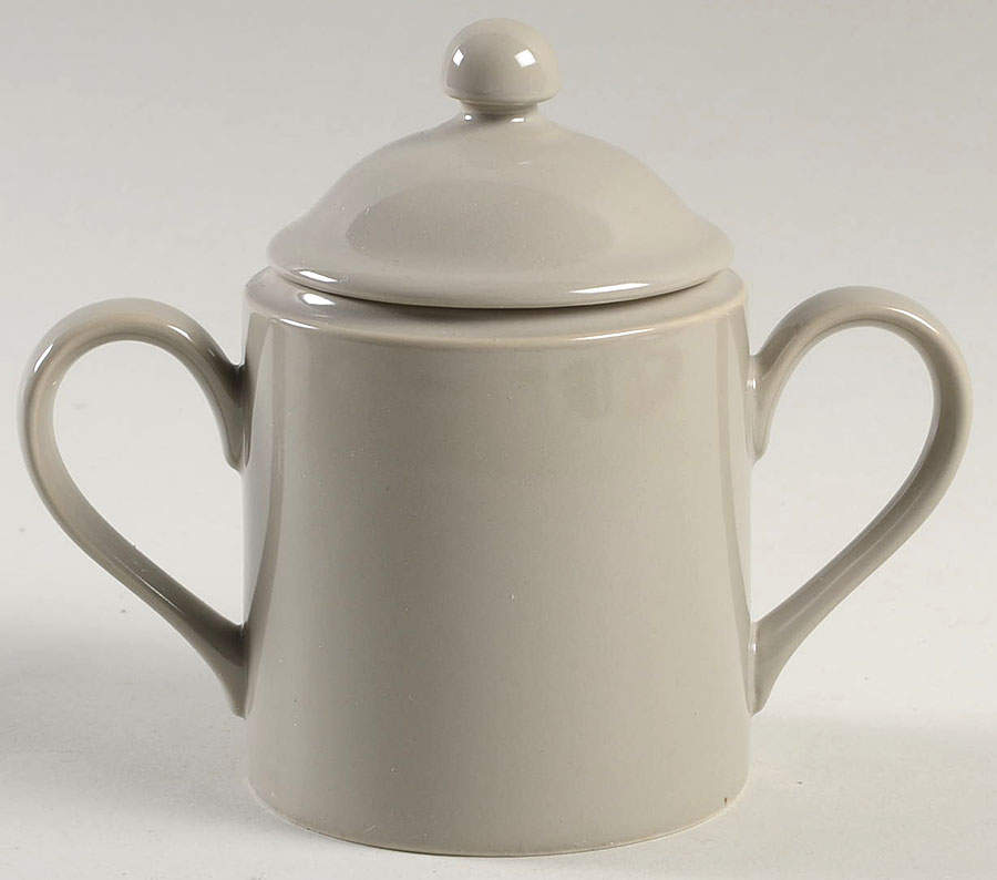 Total Color Spectrum Greige-Beige (Gray, Round) Sugar Bowl & Lid by Fitz & Floyd-1