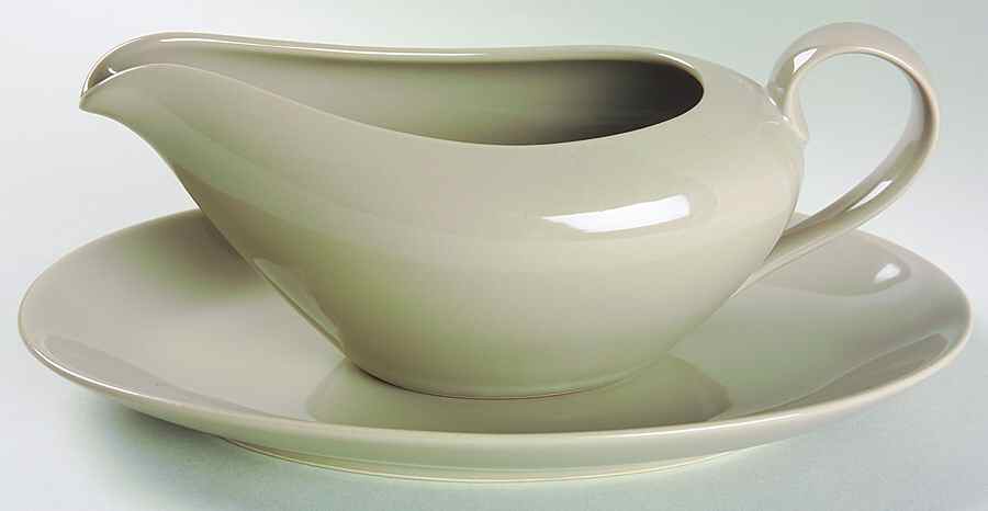 Total Color Spectrum Greige-Beige (Gray, Round) Gravy Boat & Underplate/Relish by Fitz & Floyd-1