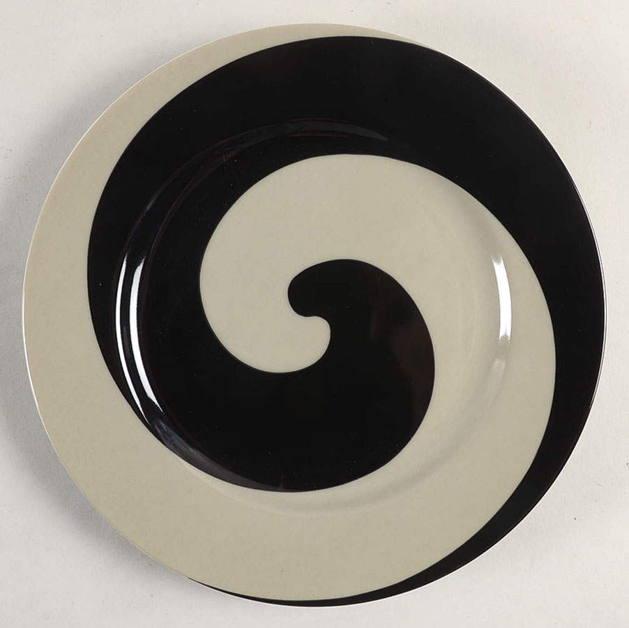 Swirl (Black and Greige) Salad Plate by Fitz & Floyd-1