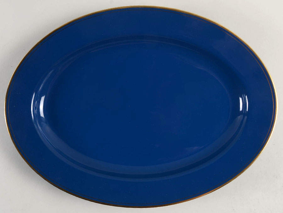 Pavillon Lapis Blue 14" Oval Serving Platter by Fitz & Floyd-1