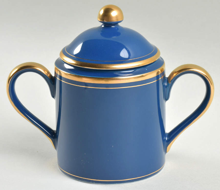 Pavillon Lapis Blue Sugar Bowl & Lid by Fitz & Floyd-1