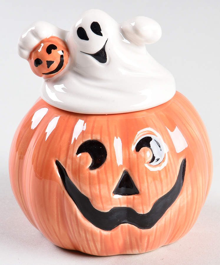 Pumpkin Ghosts Sugar Bowl & Lid by Fitz & Floyd-1