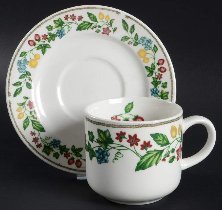 Festival (Light Cream) Flat Cup & Saucer Set by Farberware-1
