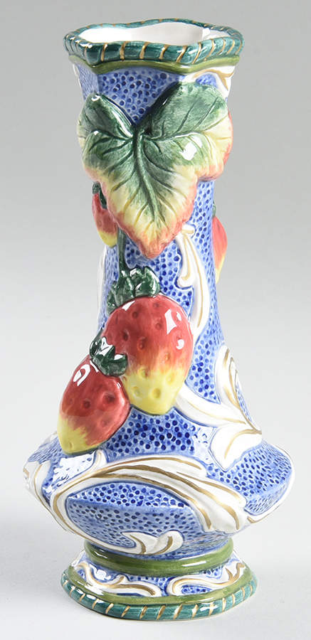 Florentine Fruit Blue 6" Bud Vase by Fitz and Floyd-1