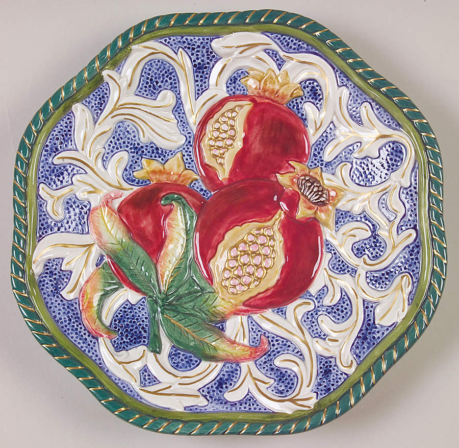 Florentine Fruit Blue Canape Plate by Fitz and Floyd-1