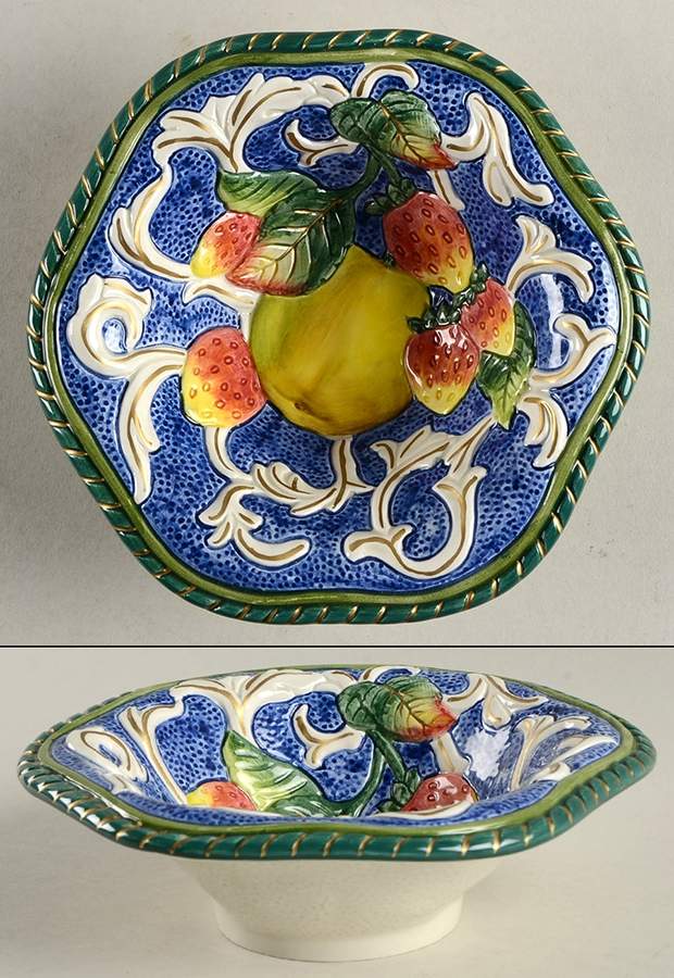 Florentine Fruit Blue 6" All Purpose Bowl by Fitz and Floyd-1