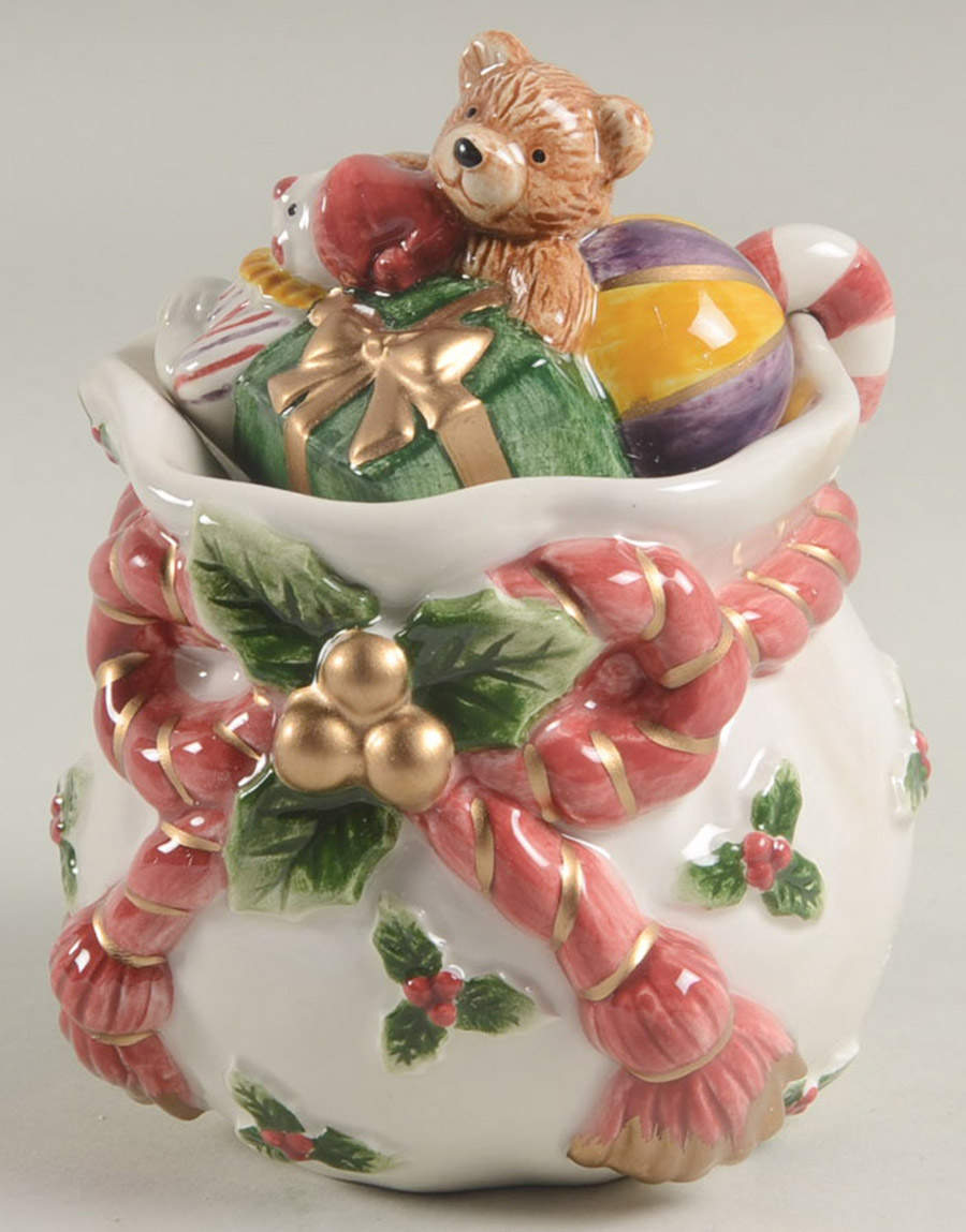 Old World Santa Sugar Bowl & Lid by Fitz & Floyd-1
