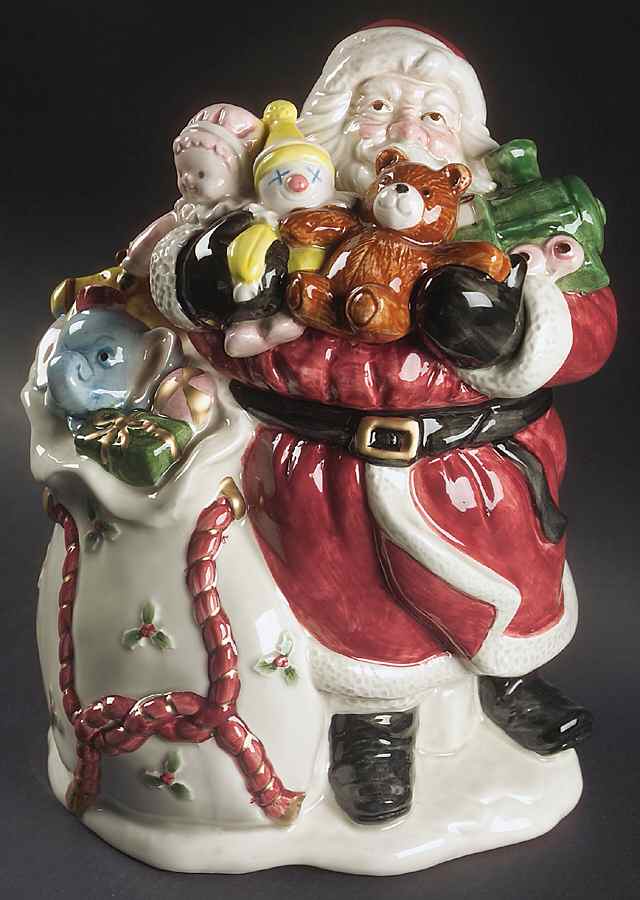 Old World Santa Cookie Jar & Lid by Fitz & Floyd-1