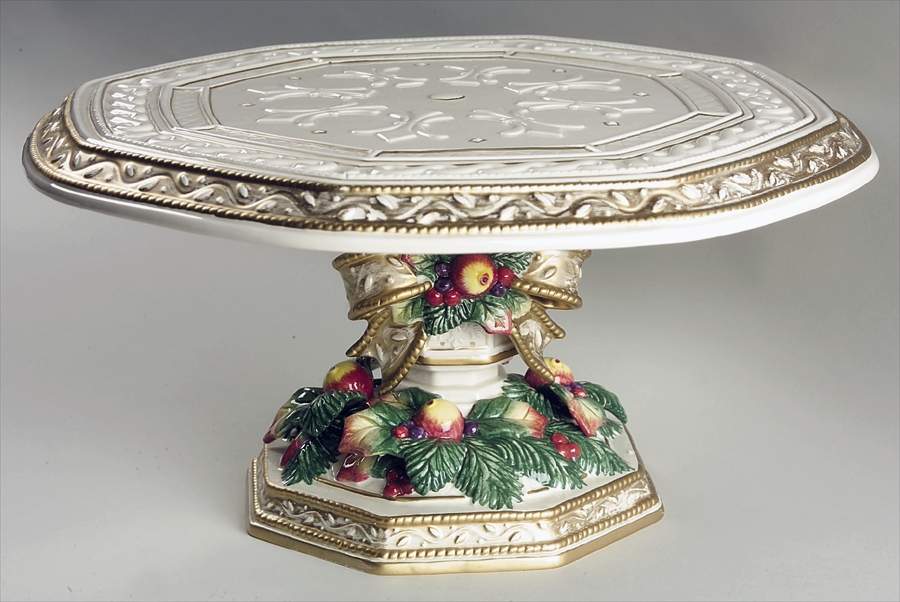 Snowy Woods 13" Diameter Pedestal Cake Stand by Fitz & Floyd-1