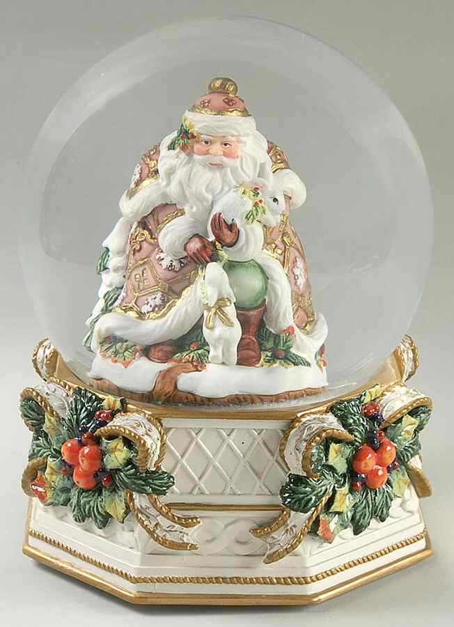 Snowy Woods Musical Water Globe by Fitz & Floyd-1