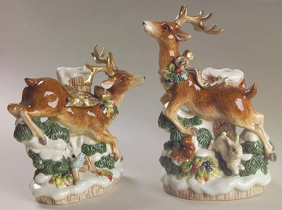 Snowy Woods Figural Candlestick - Set of 2 Motifs by Fitz & Floyd-1