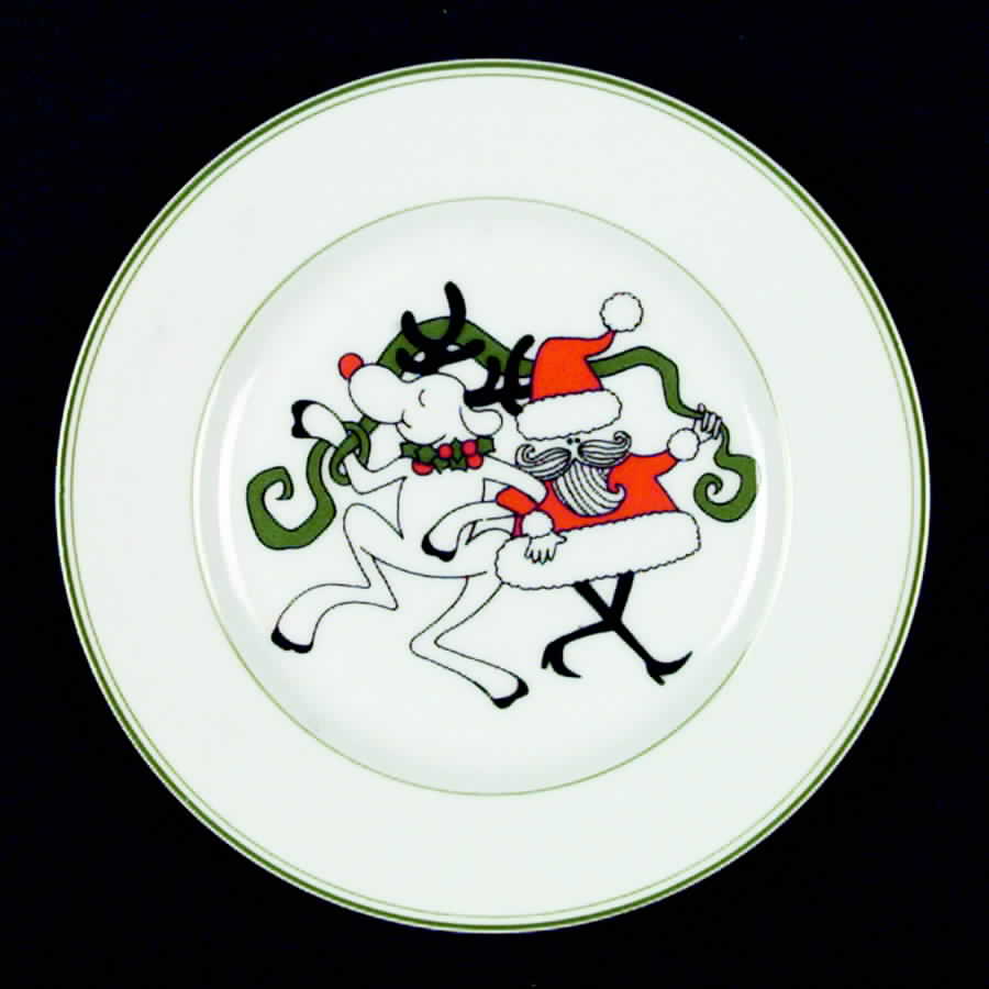 Dancing Santa Salad Plate by Fitz & Floyd-1