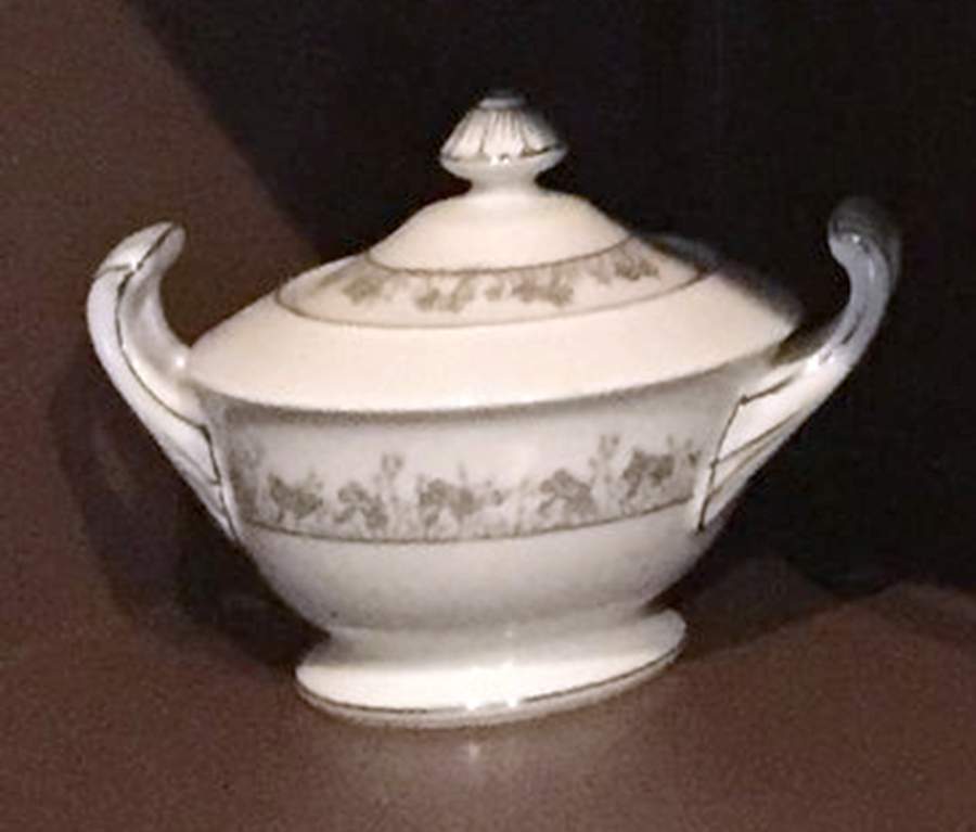 Silver Pine Sugar Bowl & Lid by Fine China of Japan-1