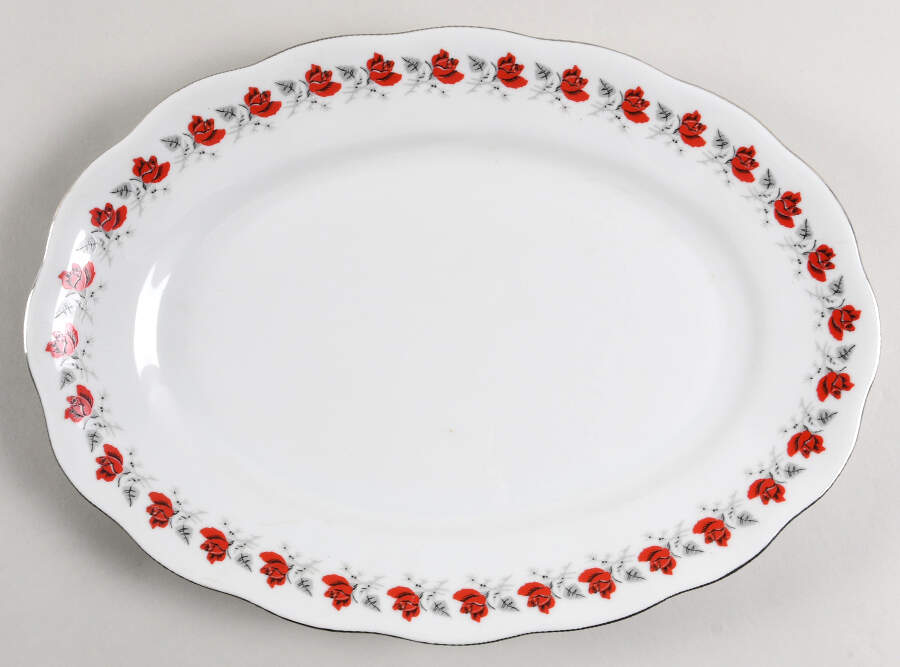 Trailing Rose Platinum 13" Oval Serving Platter by Favolina-Karolina-1
