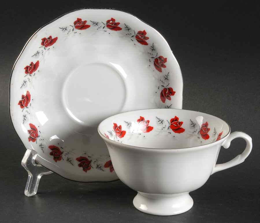 Trailing Rose Platinum Footed Cup & Saucer Set by Favolina-Karolina-1