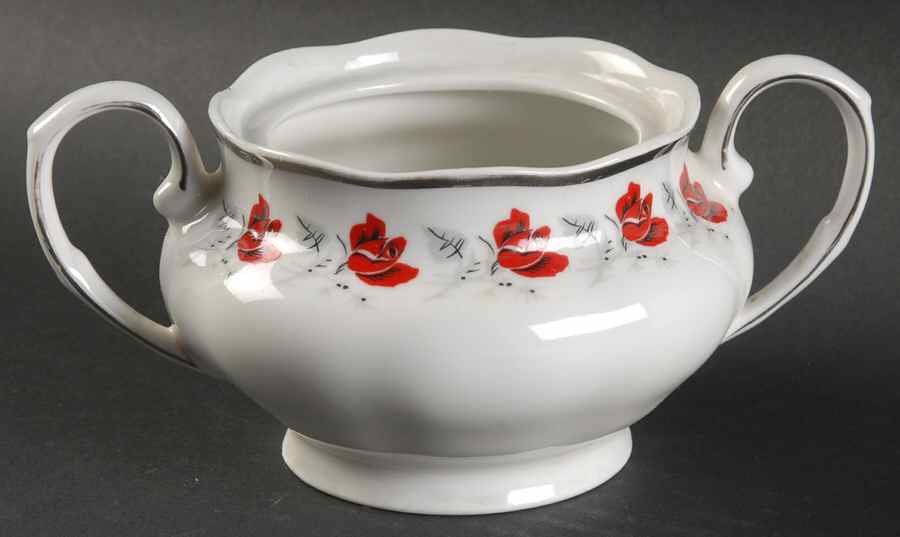 Trailing Rose Platinum Sugar Bowl No Lid by Favolina-Karolina-1