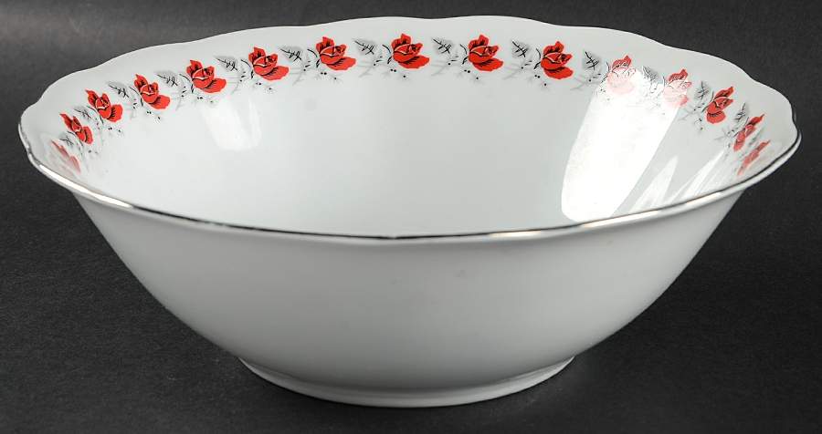 Trailing Rose Platinum 9" Round Vegetable Bowl by Favolina-Karolina-1