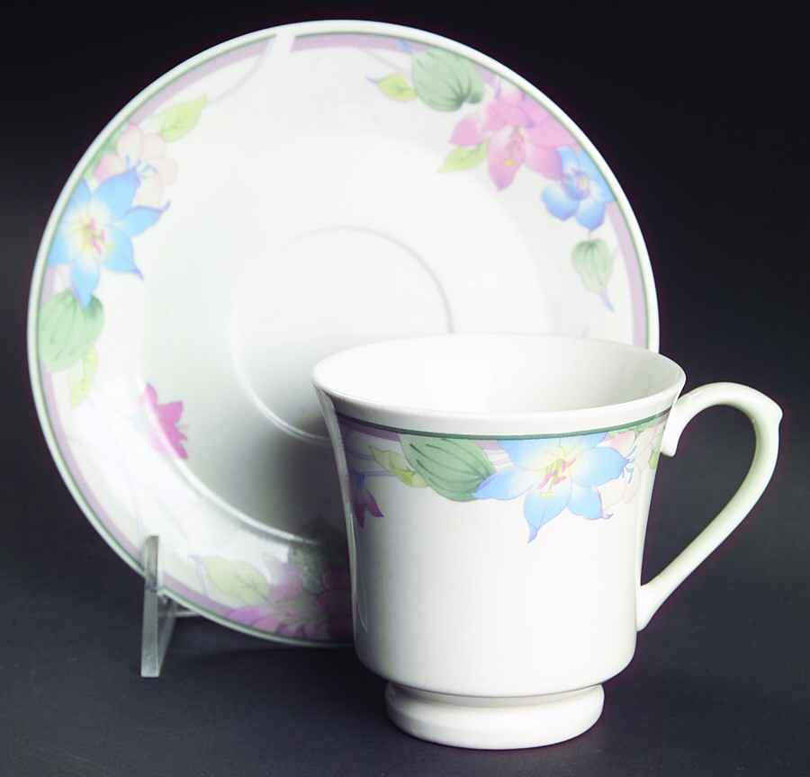 Avantiage Floral Footed Cup & Saucer Set by Fine China of China-1