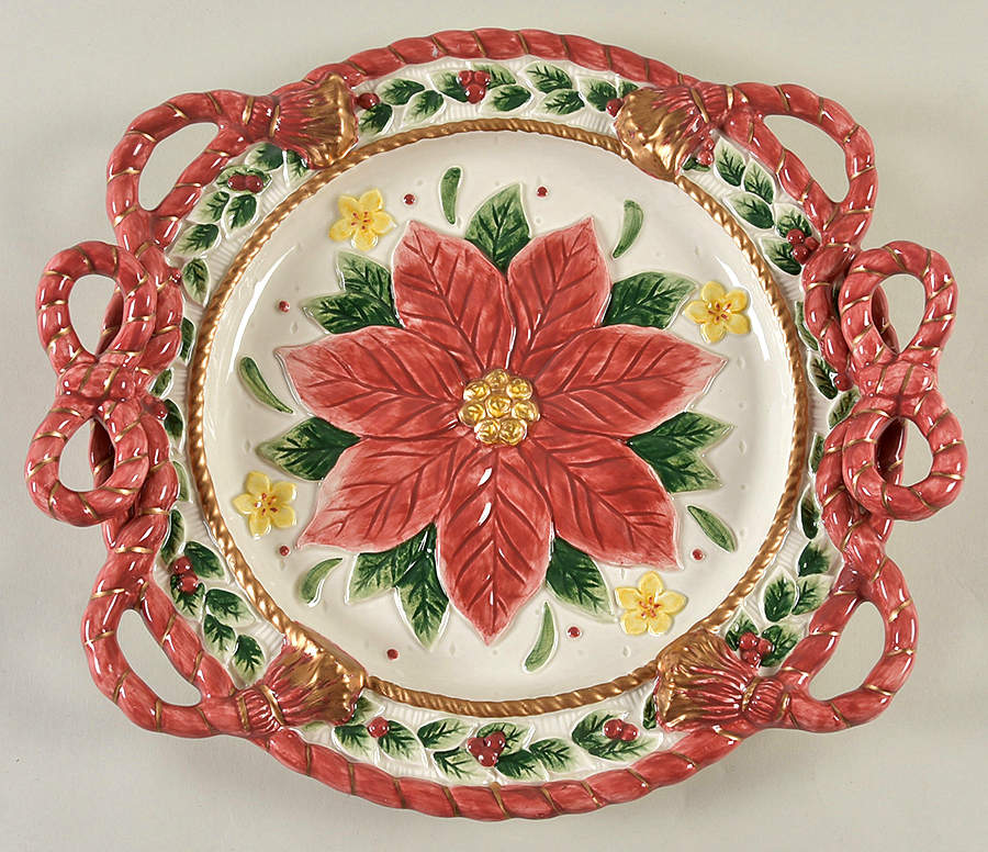 Father Christmas 13" Round Handled Platter by Fitz & Floyd-1
