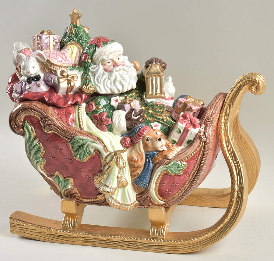 Father Christmas Cookie Jar & Lid by Fitz & Floyd-1