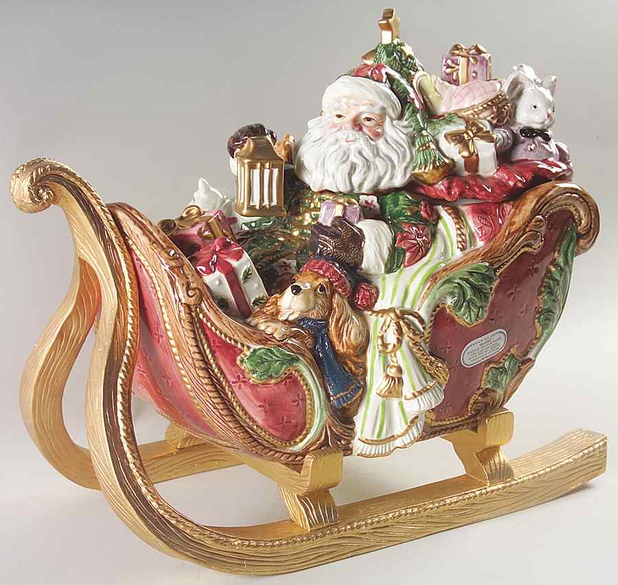 Father Christmas Cookie Jar & Lid by Fitz & Floyd-1