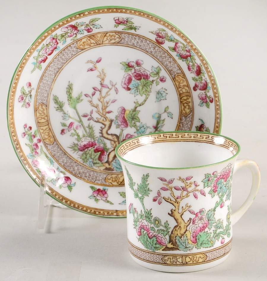 Indian Tree Flat Cup & Saucer Set by Foley-1