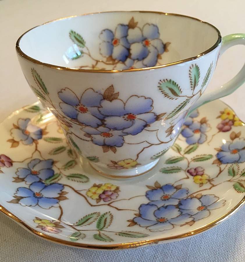 Springdale Blue Footed Cup & Saucer Set by Foley-1