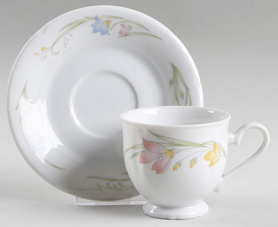 French Garden (Porcelain) Footed Cup & Saucer Set by Fine China of Japan-1