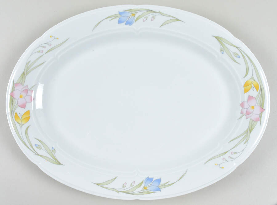 French Garden (Porcelain) 16" Oval Serving Platter by Fine China of Japan-1