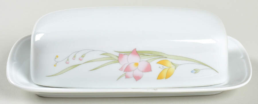 French Garden (Porcelain) 1/4 Lb Covered Butter by Fine China of Japan-1