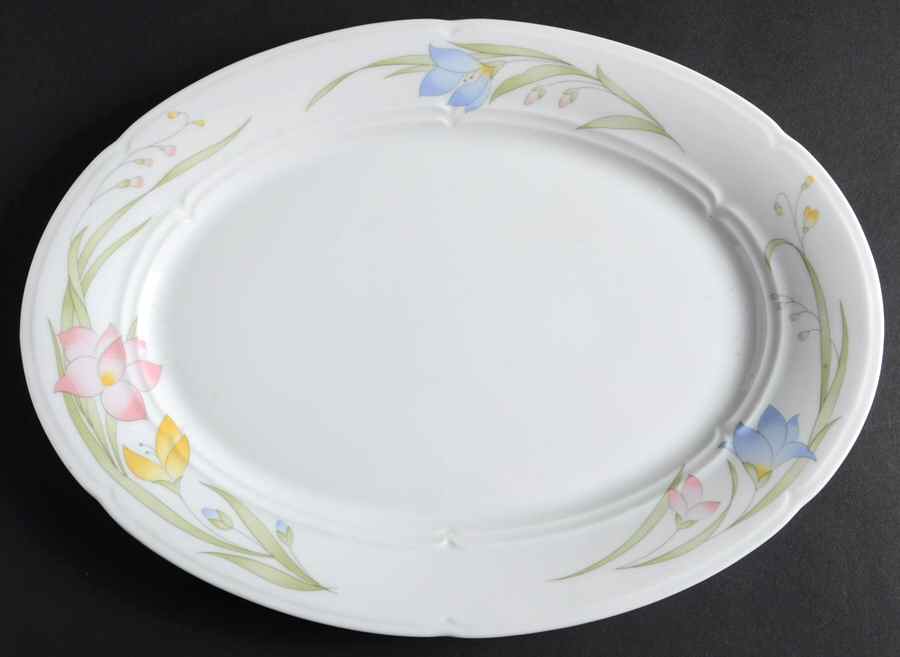 French Garden (Porcelain) 12" Oval Serving Platter by Fine China of Japan-1