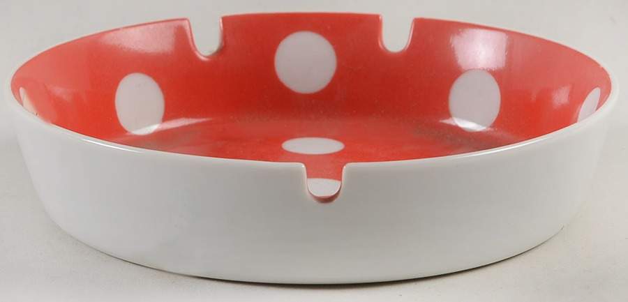 Polka Dots (White Dots on Red) 5" Ashtray by Fitz & Floyd-1