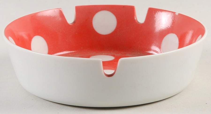 Polka Dots (White Dots on Red) 4" Ashtray by Fitz & Floyd-1