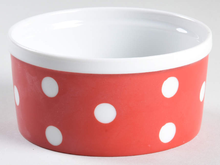 Polka Dots (White Dots on Red) Individual Souffle by Fitz & Floyd-1